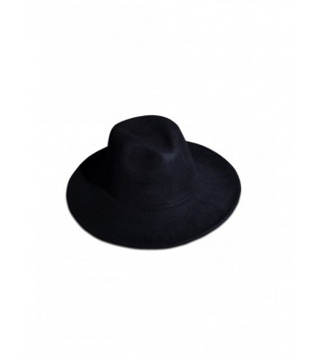 ByTheR Men's Fashion ByTheR Noir Wool Felt hat Chic Black Urban Fedora - Black - C81296LK9ER