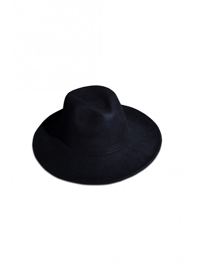 ByTheR Men's Fashion ByTheR Noir Wool Felt hat Chic Black Urban Fedora - Black - C81296LK9ER