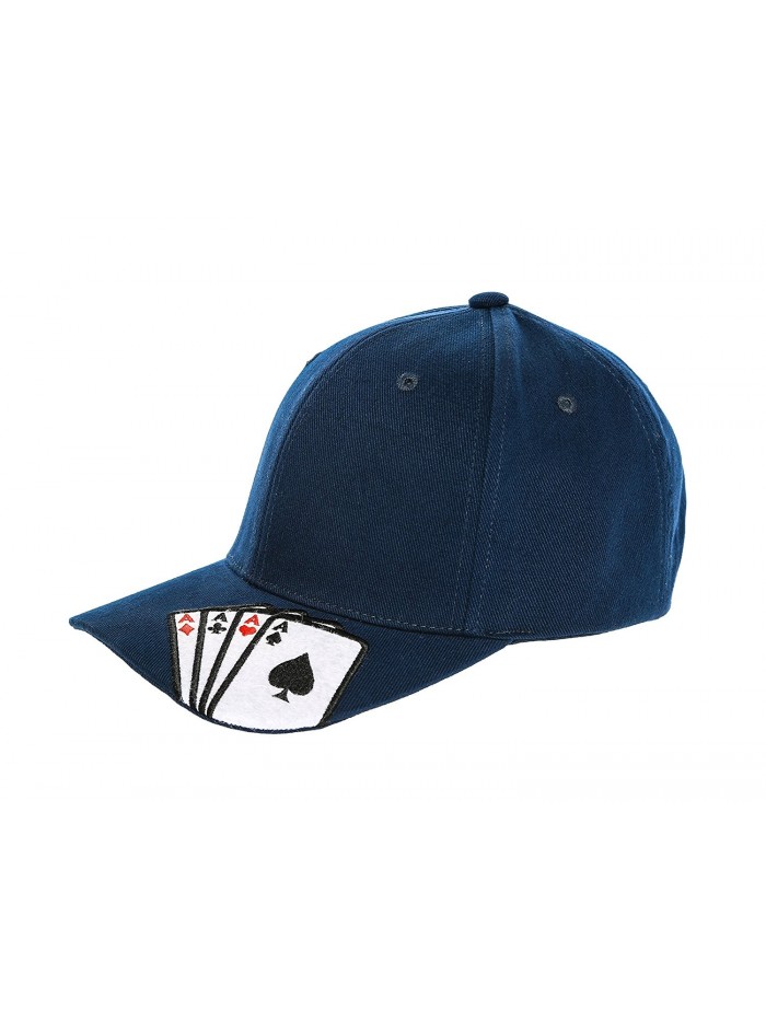 Magic Casino Four Aces Poker Gambling Playing Card Adjustable Cotton Baseball Cap - Navy Blue - CP12N4YQTZN
