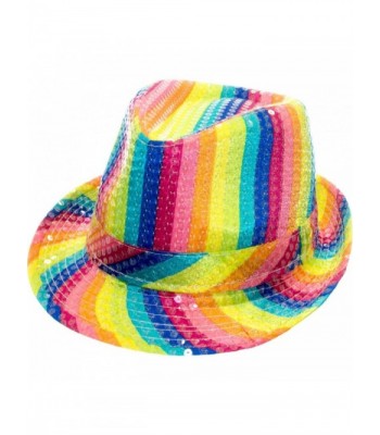 Arsimus Rainbow Fedora Hat Gay Pride Sequins Bright Party Cap - C917Z5KL6E9