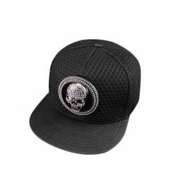 So'each Punk Skull Hip Hop Flatbill Visor Snapback Peaked Cap Baseball Hat - Black - C012EKDETWJ