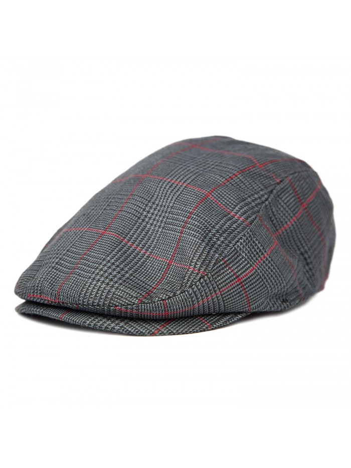 Plaid Pattern Ivy Driver Hunting Flat Newsboy Hat (Dark Grey) - CN11TVN1UEJ