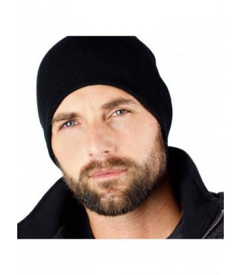 9" Black Skull Cap Beanie That Will Fit Your Head Perfect - Black - CM11PGOAPJ7