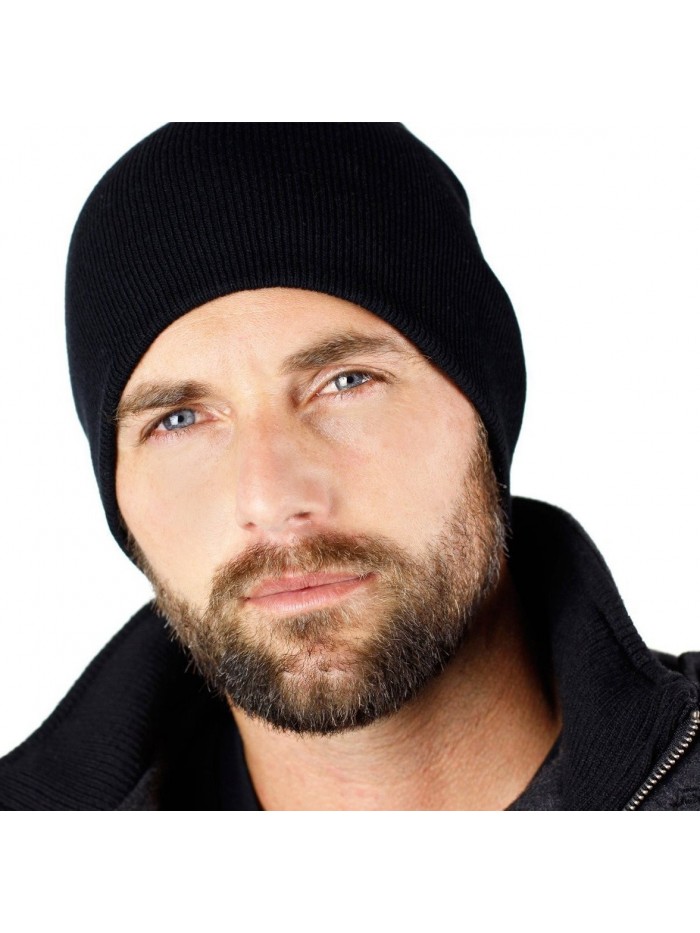 9" Black Skull Cap Beanie That Will Fit Your Head Perfect - Black - CM11PGOAPJ7