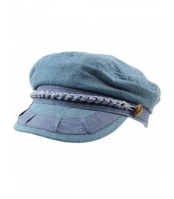 Men's Summer Cotton Greek Fisherman Sailor Fiddler Driver Hat Flat Cap - Denim - CK17YI90S3H