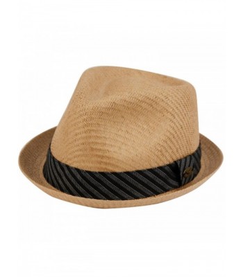 Mens Summer Fedora Cuban Style Upturn Short Brim Hat - Lt Brown - CZ12GW8FTMT