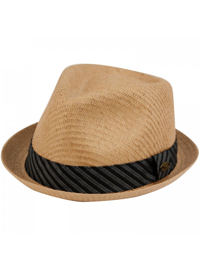 Mens Summer Fedora Cuban Style Upturn Short Brim Hat - Lt Brown - CZ12GW8FTMT