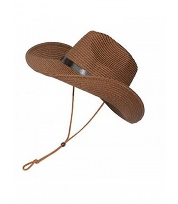 LUOEM Cowboy Sun Hat Wide Brim Hat Summer Beach Straw Cap Foldable Caps (Coffee) - CY182IYA2AD