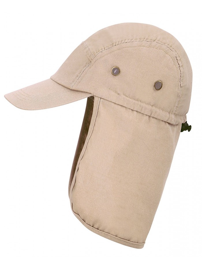 EPYA Outdoors UV Sun Protective Full Coverage Safari Hat w/Neck Flap - Khaki - CI180IST7H2