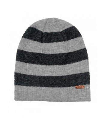 lethmik Fleece Lined Beanie Hat Mens Winter Solid Color Warm Knit Ski Skull Cap - Stripes Light Grey - CT186H0HZ2Y
