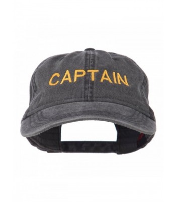 Captain Embroidered Low Profile Washed Cap - Black - CO11MJ3UEOF