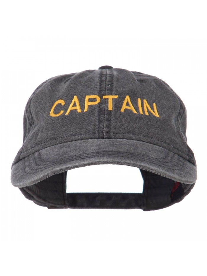 Captain Embroidered Low Profile Washed Cap - Black - CO11MJ3UEOF