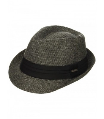 Van Heusen Men's Fedora Hat W/Pleated Headband and Metal Logo Plate - Charcoal - CQ184X0MH9Y