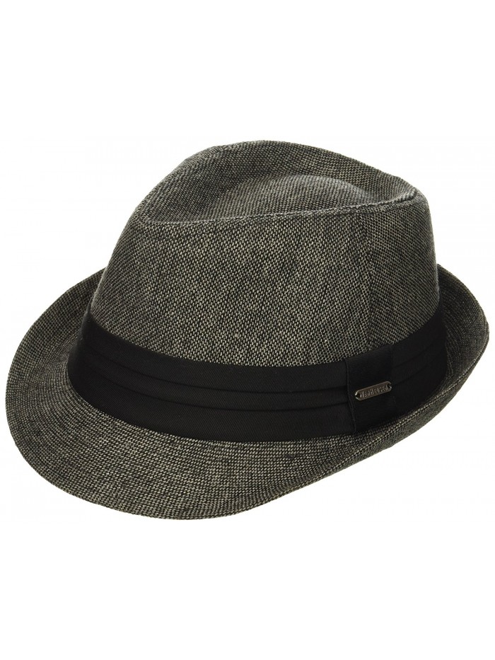Van Heusen Men's Fedora Hat W/Pleated Headband and Metal Logo Plate - Charcoal - CQ184X0MH9Y