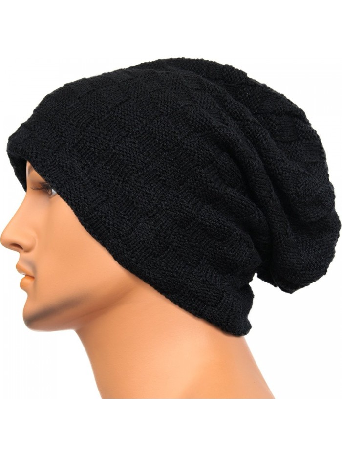 Rayna Fashion Unisex Beanie Hat Slouchy Knit Cap Skullcap Square Rectangular 1030 - Black - CM128ZP58NH