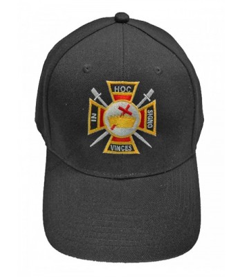 Knights Templar Mason Baseball Cap Freemason Hat Mens One Size Black - CX182RXH339