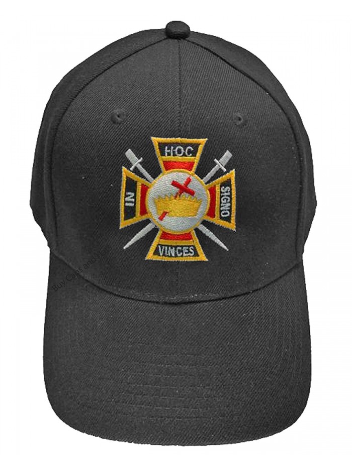 Knights Templar Mason Baseball Cap Freemason Hat Mens One Size Black - CX182RXH339