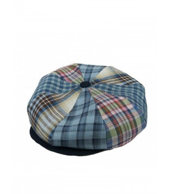 Emstate Irish Linen 8 Panel Applejack Newsboy Cap Made in USA Many Colors - Blue Plaid - CR11D5W1V4B