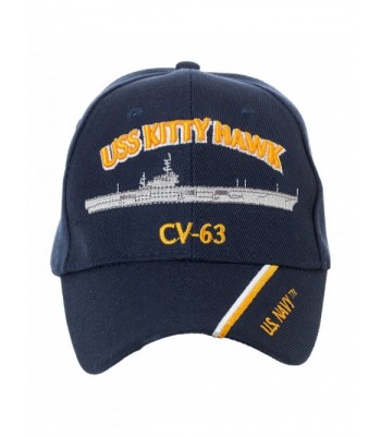Artisan Owl Officially Licensed USS Kitty Hawk CV-63 Embroidered Navy Blue Baseball Cap - C71854O35N2