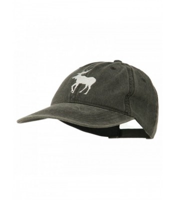 American Moose Embroidered Washed Cap - Black - C211QLM5Z6H