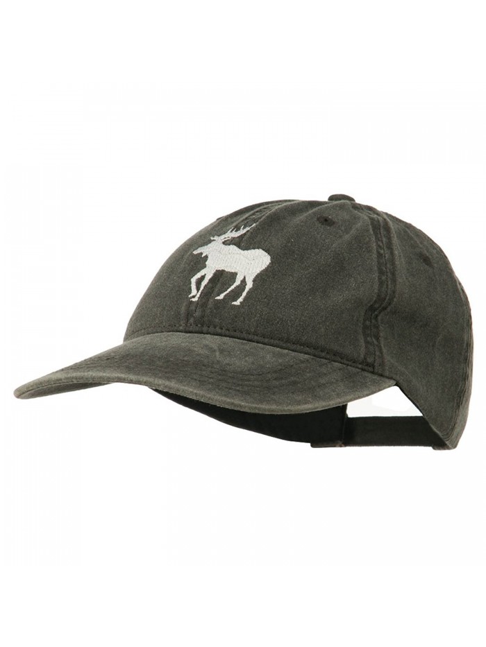 American Moose Embroidered Washed Cap - Black - C211QLM5Z6H