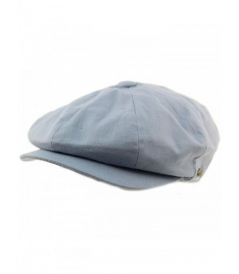 Men's 8 Panel Solid Plain 100% Cotton Snap Newsboy Drivers Cabbie Cap Hat - Indigo - CB17Z4INUH3