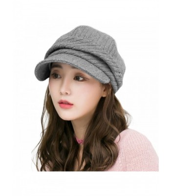 Wool Knitted Visor Beanie Winter Hat for Women Newsboy Cap Warm Soft ...