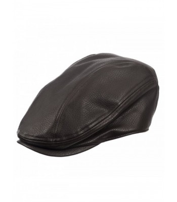Ultrafino Newsie Faux Leather IVY newsboy Cap With Lined Interior - Brown - C9125WHOS9L