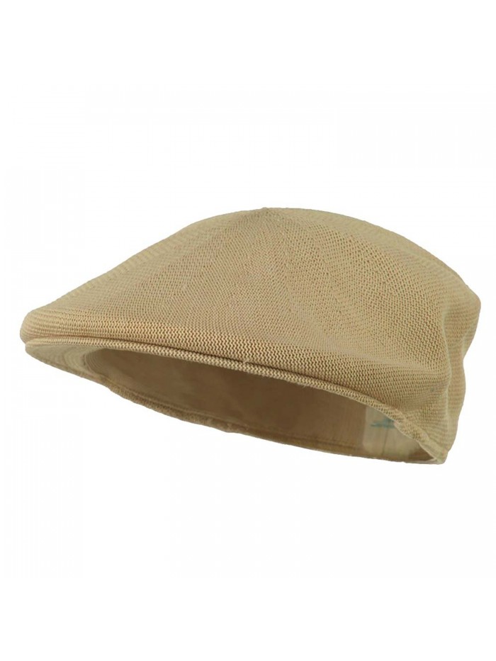 Mens Knitted Polyester Ivy Ascot Newsboy Hat Cap Khaki Tan - CJ115W07SXH