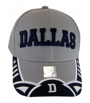 BVE Sports Novelties Dallas Texas Men's Stars & Stripes Adjustable Baseball Cap - Script Gray/Navy - C7182KQQNA0