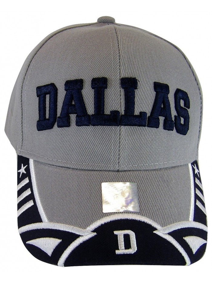 BVE Sports Novelties Dallas Texas Men's Stars & Stripes Adjustable Baseball Cap - Script Gray/Navy - C7182KQQNA0