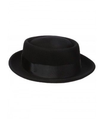 Henschel Men's 100% Wool Felt Porkpie Hat and Grosgrain Ribbon Band and Bow - Black - C0115WT3ETP