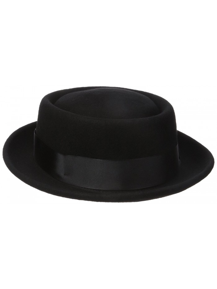 Henschel Men's 100% Wool Felt Porkpie Hat and Grosgrain Ribbon Band and Bow - Black - C0115WT3ETP