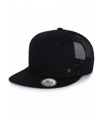 ililily Extra Large Size Solid Color Flat Bill Snapback Hat Blank Baseball Cap - Black - C112O2V7SMG
