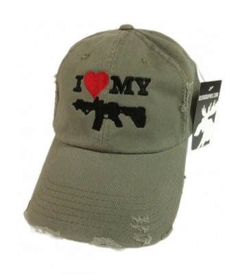 I Love My AR-15 pistol Hat / cap Olive Green ar15 Distressed - C412BHKQV83