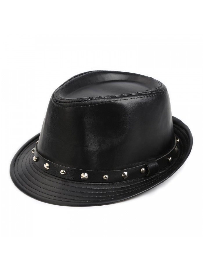 Fedora Hat - Elegant Men's Wool Herringbone Band Classic Winter Hats - Black - CX186DT4RRI