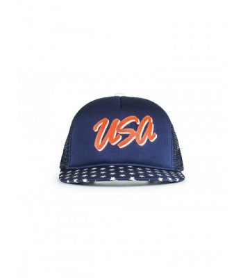 Cowbucker USA Mesh Trucker Hat (Snapback Baseball Cap) - American Red- White- Blue USA Hat - Navy - CP183WARALE