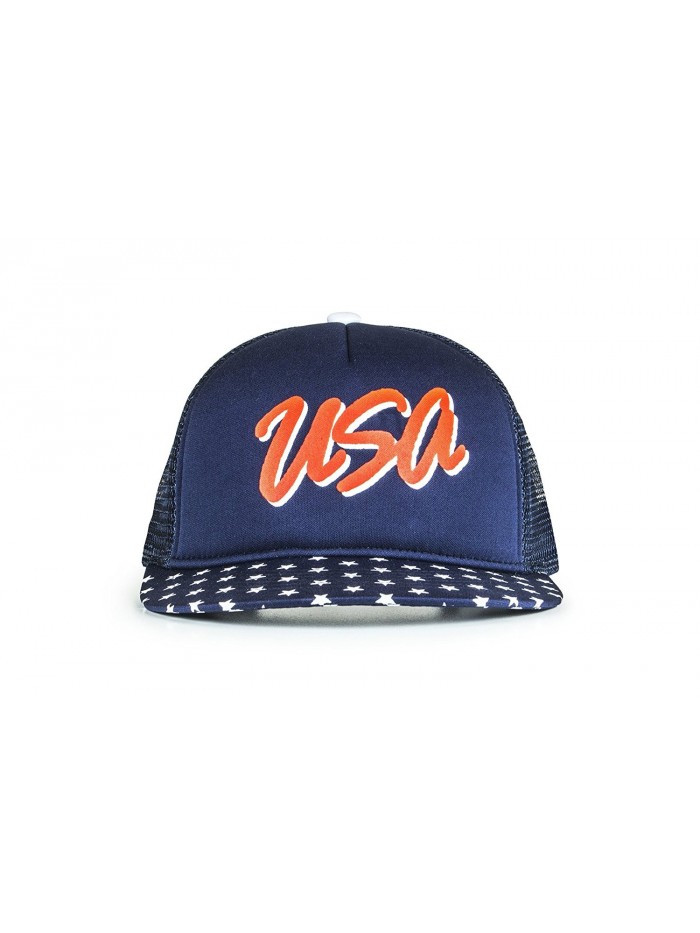 Cowbucker USA Mesh Trucker Hat (Snapback Baseball Cap) - American Red- White- Blue USA Hat - Navy - CP183WARALE