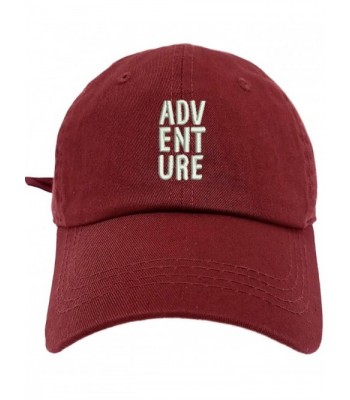 TheMonsta Adventure Logo Style Dad Hat Washed Cotton Polo Baseball Cap - Burgundy - CB187Y5E2GC