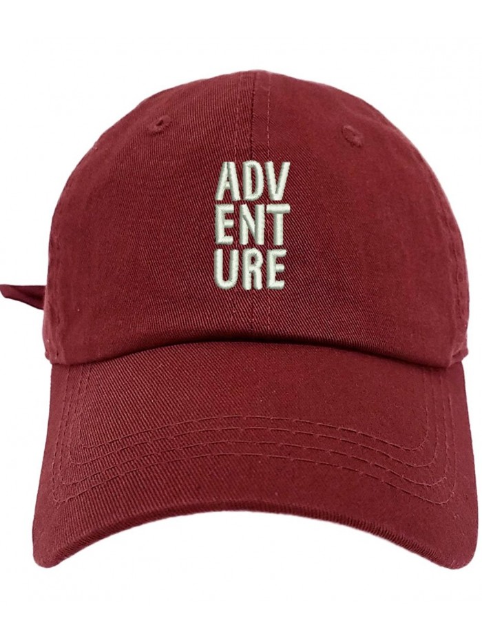 TheMonsta Adventure Logo Style Dad Hat Washed Cotton Polo Baseball Cap - Burgundy - CB187Y5E2GC