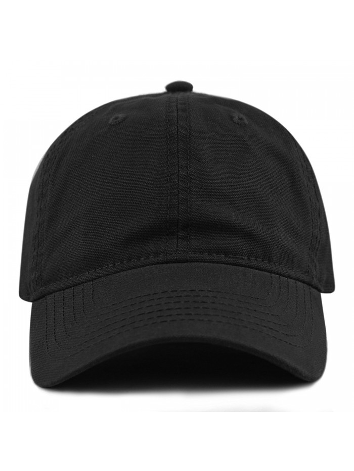 THE HAT DEPOT 100% Cotton Canvas 6-Panel Low-Profile Adjustable Dad Baseball Cap - Black - CY180DLZY3N