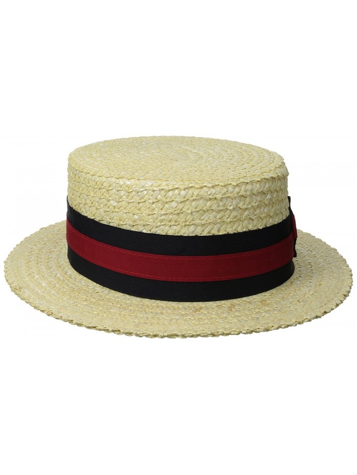 Scala Men's Dress Straw 1 Piece 10/11Mm Laichow Braid Boater Hat - Bleach - C2113OTN4Y5