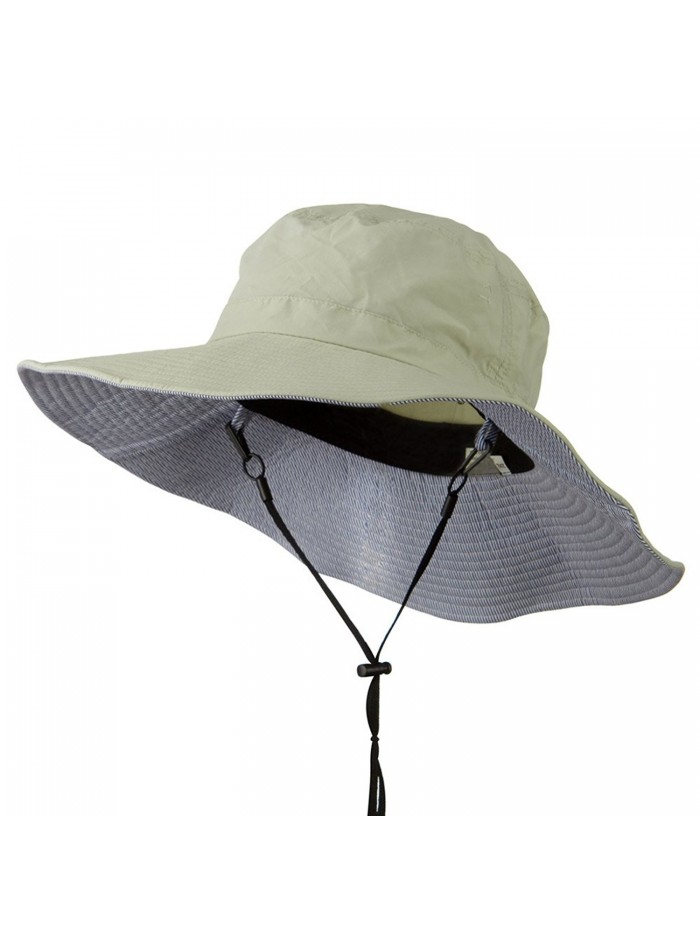 Big Size Talson UV Bucket Hat with Adjustable Chin Cord (For Big Head) - Khaki - CK127O0OKXN