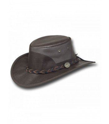 Barmah Hats Faux Leather Cooler Hat - 1082BR - Medium - CK11KV69Z1Z