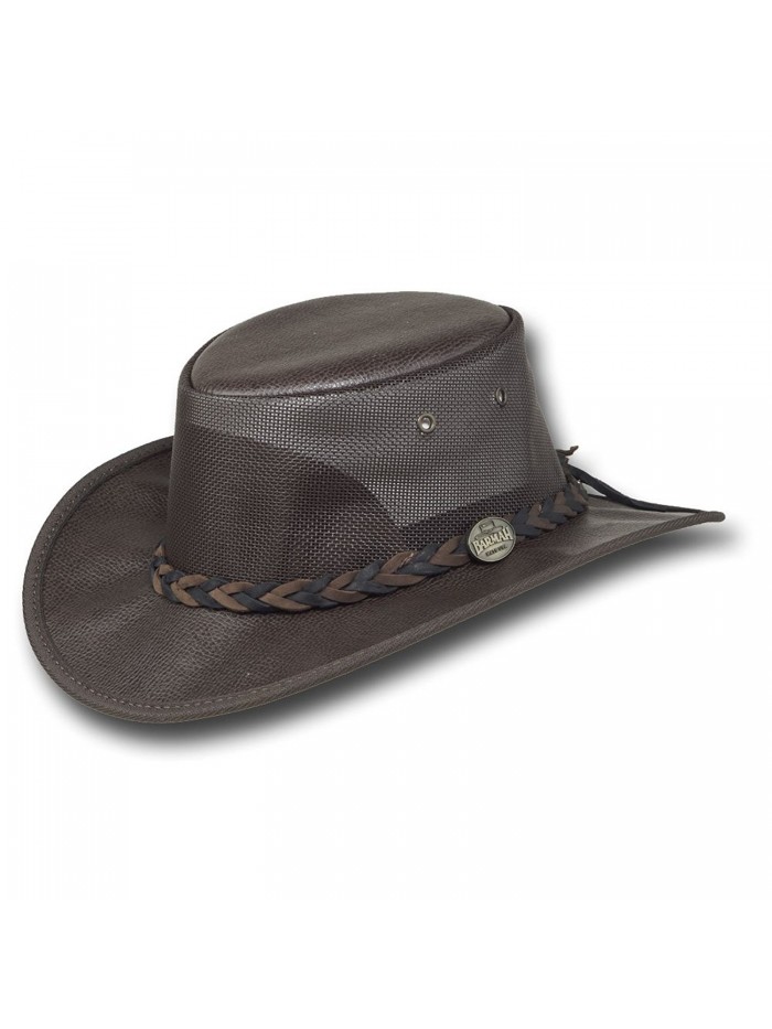 Barmah Hats Faux Leather Cooler Hat - 1082BR - Medium - CK11KV69Z1Z