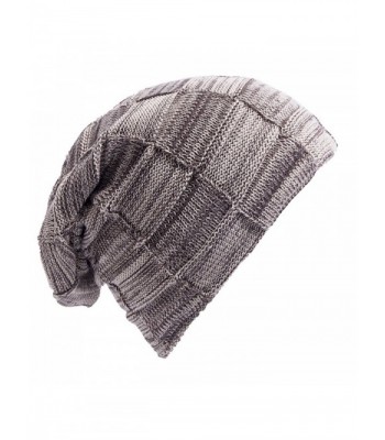 Mens Slouchy Beanie Knit Winter Soft Warm oversized CC hats - Khaki - C6188550NWL