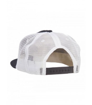 Mesh Premium Snapback Flat Bill Cap - White Black - CF11M6KFPKT