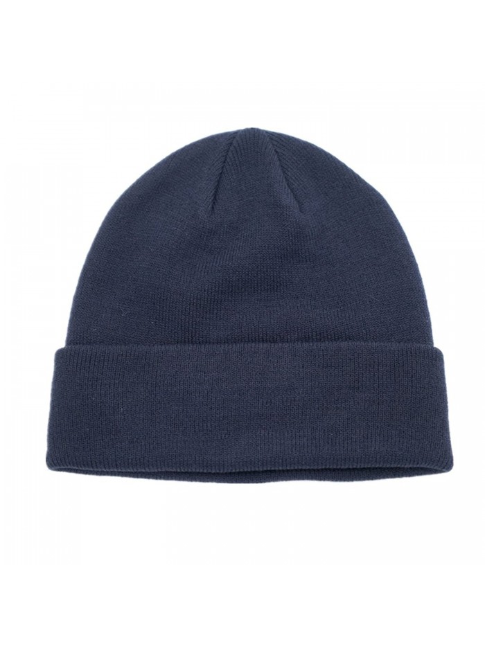 Home Prefer Men's Cuff Beanie Cap Warm Winter Beanie Knitted Skull Cap 56-60cm - Navy Blue - CG186D074NO