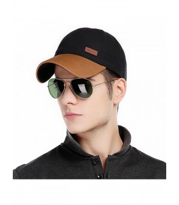 CACUSS Men's Cotton Classic Baseball Cap Adjustable Buckle Closure Dad Hat Sports Golf Cap - B0087_black - CB184KDUZ90