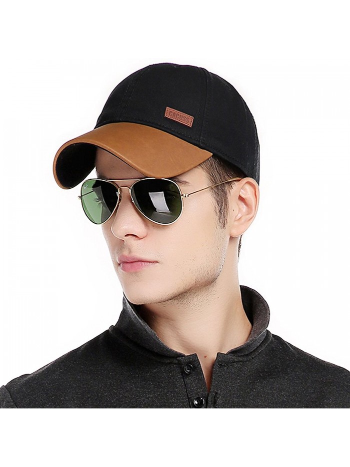 CACUSS Men's Cotton Classic Baseball Cap Adjustable Buckle Closure Dad Hat Sports Golf Cap - B0087_black - CB184KDUZ90